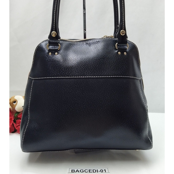 Kate Spade New York Black Leather Double Handles Zipper Satchel Shoulder Bag - Picture 2 of 16